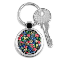 Exquisite Watercolor Flowers Key Chain (Round)