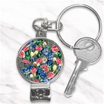 Exquisite Watercolor Flowers Nail Clippers Key Chain Front