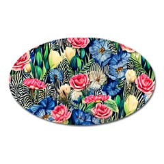 Exquisite Watercolor Flowers Oval Magnet