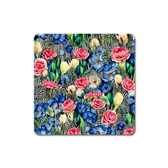 Exquisite Watercolor Flowers Square Magnet