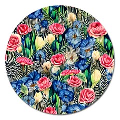 Exquisite Watercolor Flowers Magnet 5  (Round)