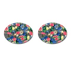 Exquisite Watercolor Flowers Cufflinks (Oval)