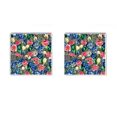 Exquisite Watercolor Flowers Cufflinks (Square)