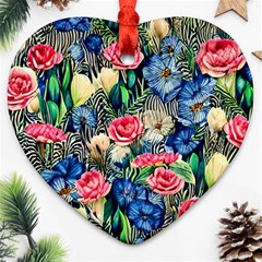 Exquisite Watercolor Flowers Heart Ornament (Two Sides)