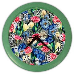 Exquisite Watercolor Flowers Color Wall Clock