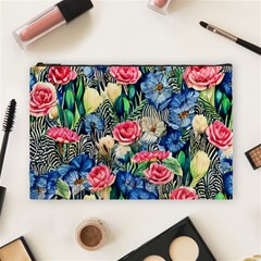 Exquisite Watercolor Flowers Cosmetic Bag (Large)