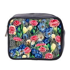 Exquisite Watercolor Flowers Mini Toiletries Bag (Two Sides)