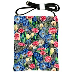 Exquisite Watercolor Flowers Shoulder Sling Bag