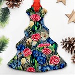 Exquisite Watercolor Flowers Christmas Tree Ornament (Two Sides) Front