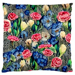 Exquisite Watercolor Flowers Large Cushion Case (One Side)