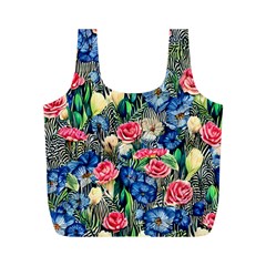 Exquisite Watercolor Flowers Full Print Recycle Bag (M)