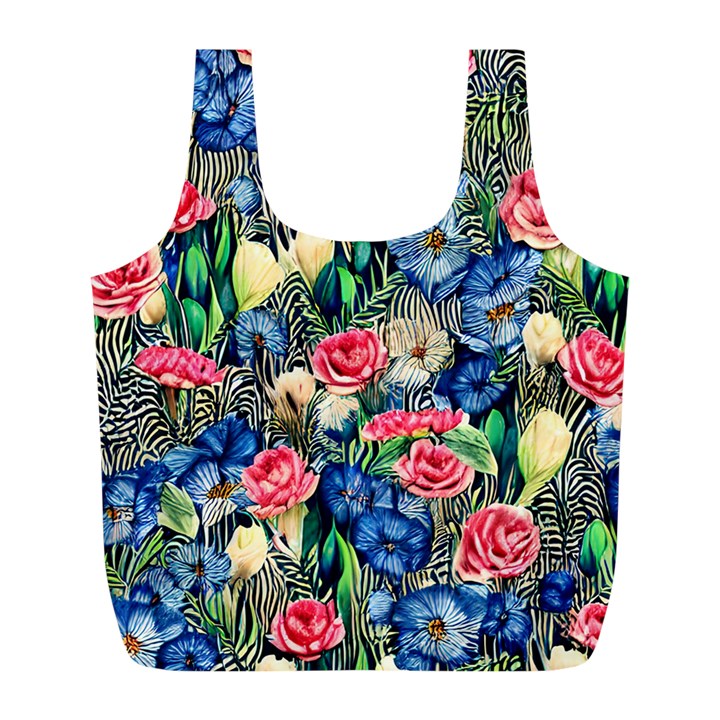 Exquisite Watercolor Flowers Full Print Recycle Bag (L)