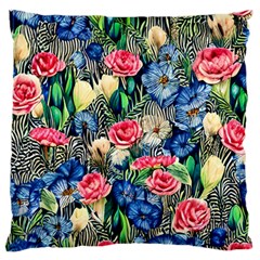 Exquisite Watercolor Flowers Large Premium Plush Fleece Cushion Case (One Side)