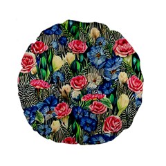 Exquisite Watercolor Flowers Standard 15  Premium Flano Round Cushions