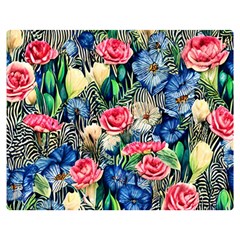 Exquisite Watercolor Flowers Premium Plush Fleece Blanket (Medium)