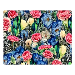 Exquisite Watercolor Flowers Premium Plush Fleece Blanket (Large)