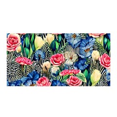 Exquisite Watercolor Flowers Satin Wrap 35  x 70 