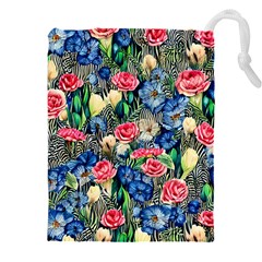 Exquisite Watercolor Flowers Drawstring Pouch (5xl)