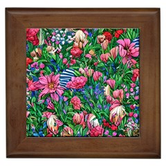 Dazzling Watercolor Flowers Framed Tile by GardenOfOphir