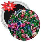 Dazzling Watercolor Flowers 3  Magnets (100 pack) Front