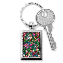 Dazzling Watercolor Flowers Key Chain (rectangle) by GardenOfOphir