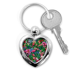 Dazzling Watercolor Flowers Key Chain (heart) by GardenOfOphir