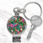 Dazzling Watercolor Flowers Nail Clippers Key Chain Front