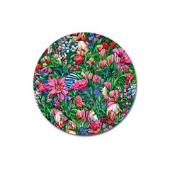 Dazzling Watercolor Flowers Magnet 3  (round) by GardenOfOphir