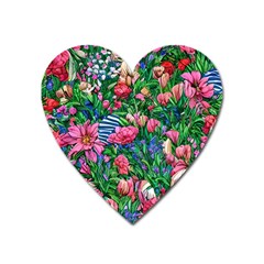 Dazzling Watercolor Flowers Heart Magnet by GardenOfOphir