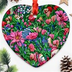 Dazzling Watercolor Flowers Heart Ornament (Two Sides) Front