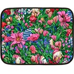 Dazzling Watercolor Flowers One Side Fleece Blanket (Mini) 35 x27  Blanket