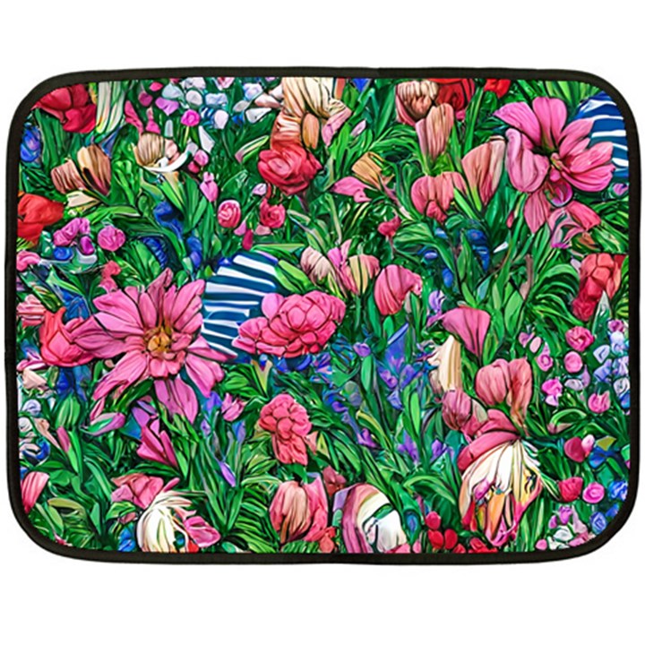 Dazzling Watercolor Flowers One Side Fleece Blanket (Mini)