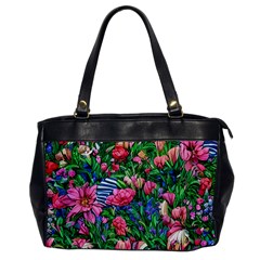 Dazzling Watercolor Flowers Oversize Office Handbag by GardenOfOphir