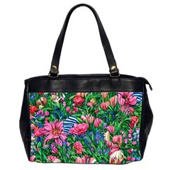 Dazzling Watercolor Flowers Oversize Office Handbag (2 Sides) by GardenOfOphir