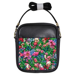 Dazzling Watercolor Flowers Girls Sling Bag by GardenOfOphir