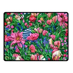 Dazzling Watercolor Flowers One Side Fleece Blanket (small) by GardenOfOphir