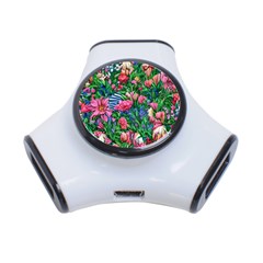 Dazzling Watercolor Flowers 3-port Usb Hub by GardenOfOphir