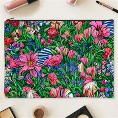 Dazzling Watercolor Flowers Cosmetic Bag (xxxl) by GardenOfOphir