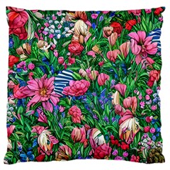 Dazzling Watercolor Flowers Standard Premium Plush Fleece Cushion Case (two Sides) by GardenOfOphir