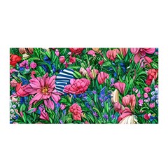 Dazzling Watercolor Flowers Satin Wrap 35  X 70  by GardenOfOphir