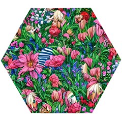 Dazzling Watercolor Flowers Wooden Puzzle Hexagon by GardenOfOphir