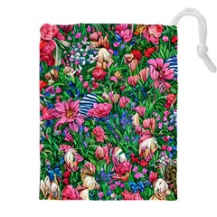 Dazzling Watercolor Flowers Drawstring Pouch (5xl) by GardenOfOphir