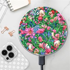 Dazzling Watercolor Flowers Wireless Fast Charger(white) by GardenOfOphir