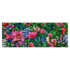 Dazzling Watercolor Flowers Banner And Sign 8  X 3  by GardenOfOphir