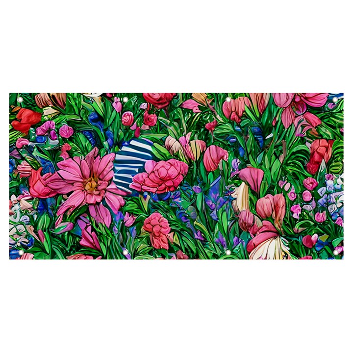 Dazzling Watercolor Flowers Banner and Sign 8  x 4 