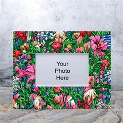 Dazzling Watercolor Flowers White Tabletop Photo Frame 4 x6  by GardenOfOphir