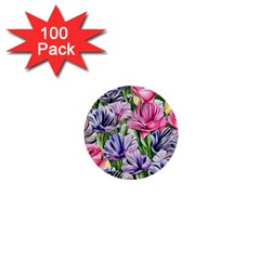 Majestic Watercolor Flowers 1  Mini Buttons (100 Pack)  by GardenOfOphir