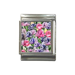 Majestic Watercolor Flowers Italian Charm (13mm) by GardenOfOphir