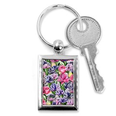 Majestic Watercolor Flowers Key Chain (rectangle) by GardenOfOphir