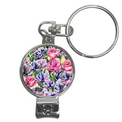 Majestic Watercolor Flowers Nail Clippers Key Chain by GardenOfOphir